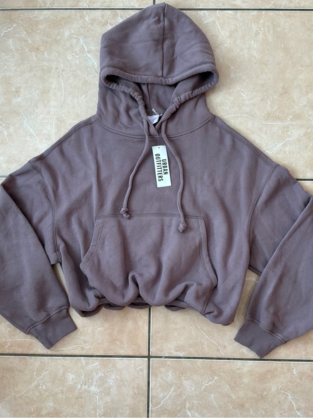 Urban Outfitters Mauve Cropped boxy bubble Hoodie